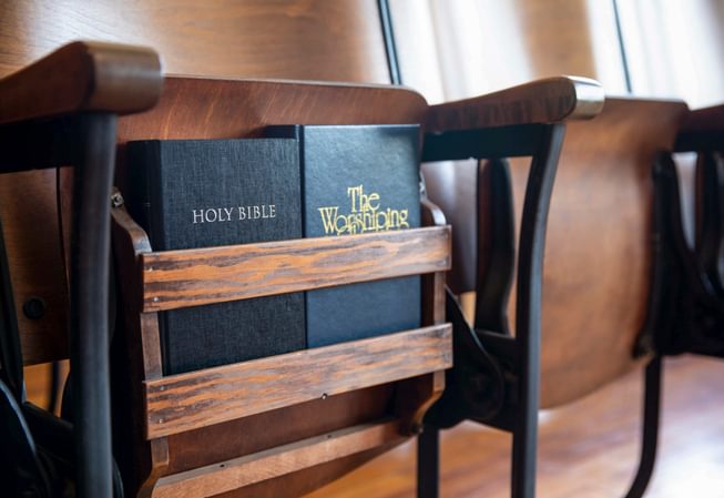 the bible and another worship book in the chapel