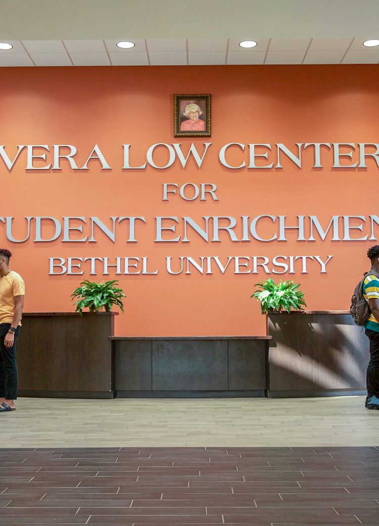 students gathered in the lobby of Vera Low Center